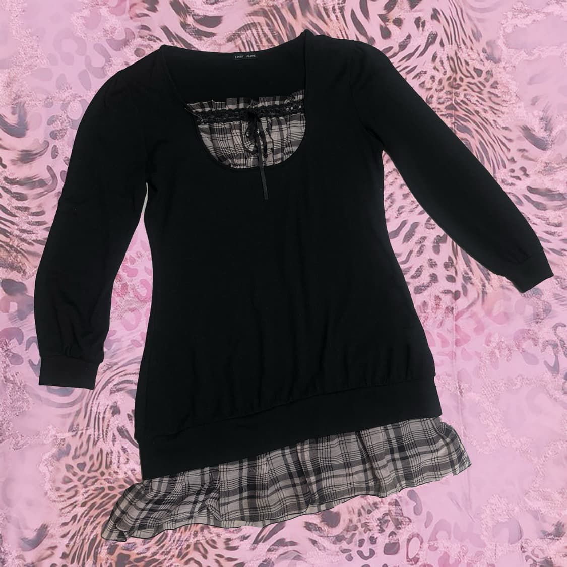 지뢰계 갸루 체크 원피스 상품이미지1