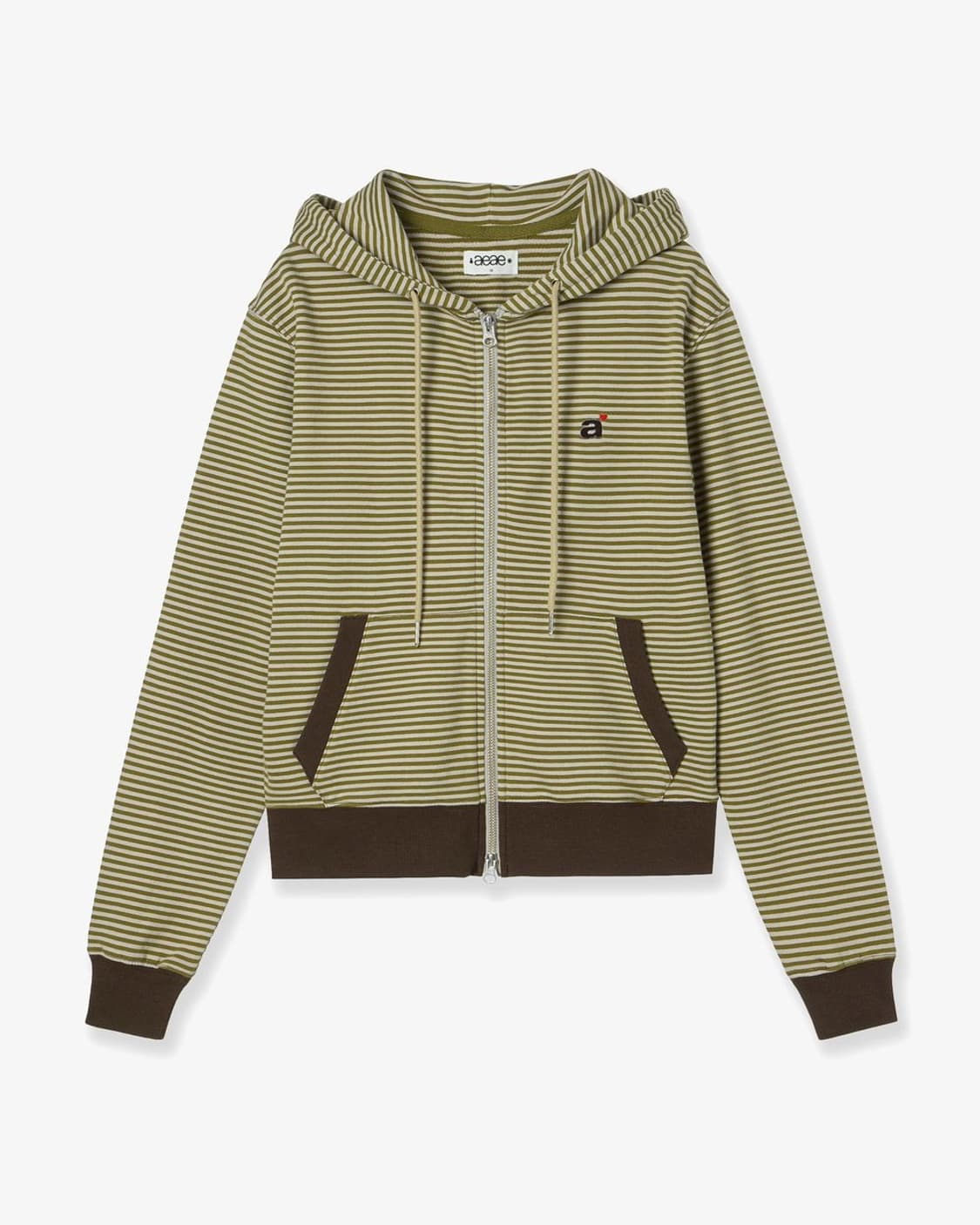 STRIPE SMALL LETTER HOOD ZIP UP [KHAKI] 상품이미지1