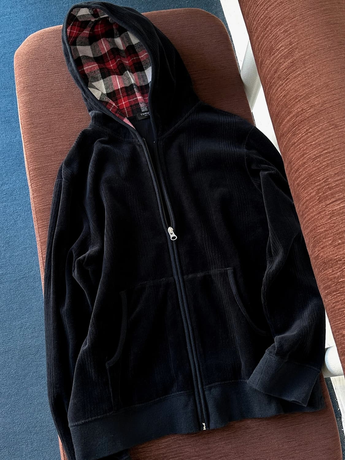 Terry fabric design hooded zip parka 상품이미지1