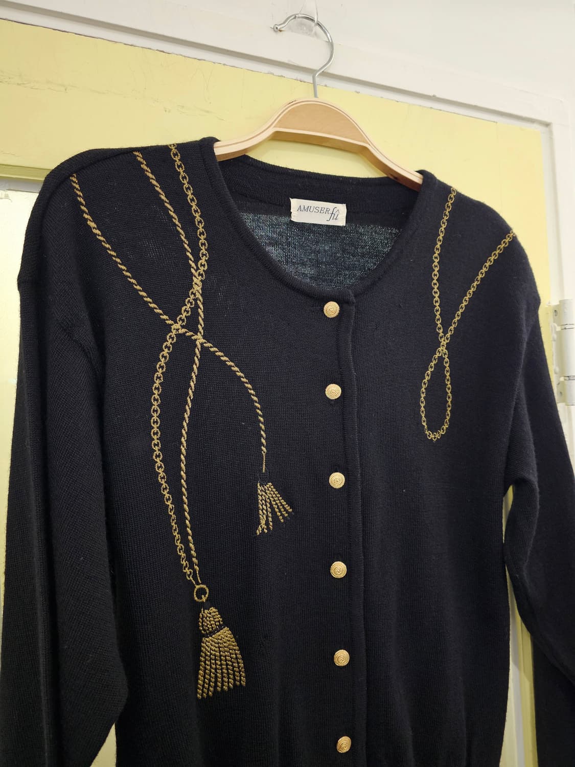 Amused fu 블랙&골드 울 가디건 상품이미지3
