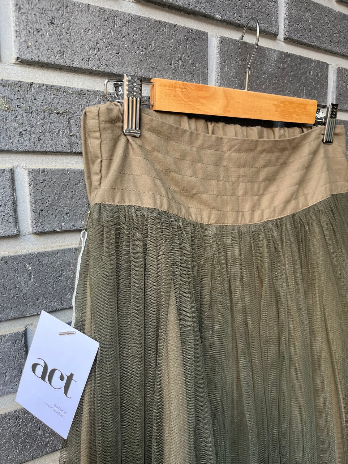 레이어드 튤 스커트 올리브 그린 상품이미지8