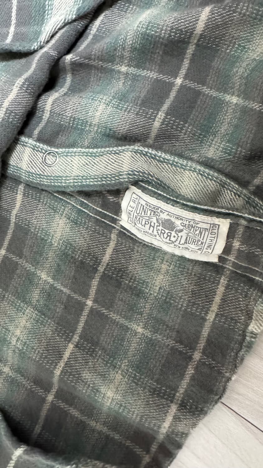 [M] RRL 슬림핏 웨스턴 콘쵸 플레이드 체크 플란넬 트윌 셔츠 상품이미지7