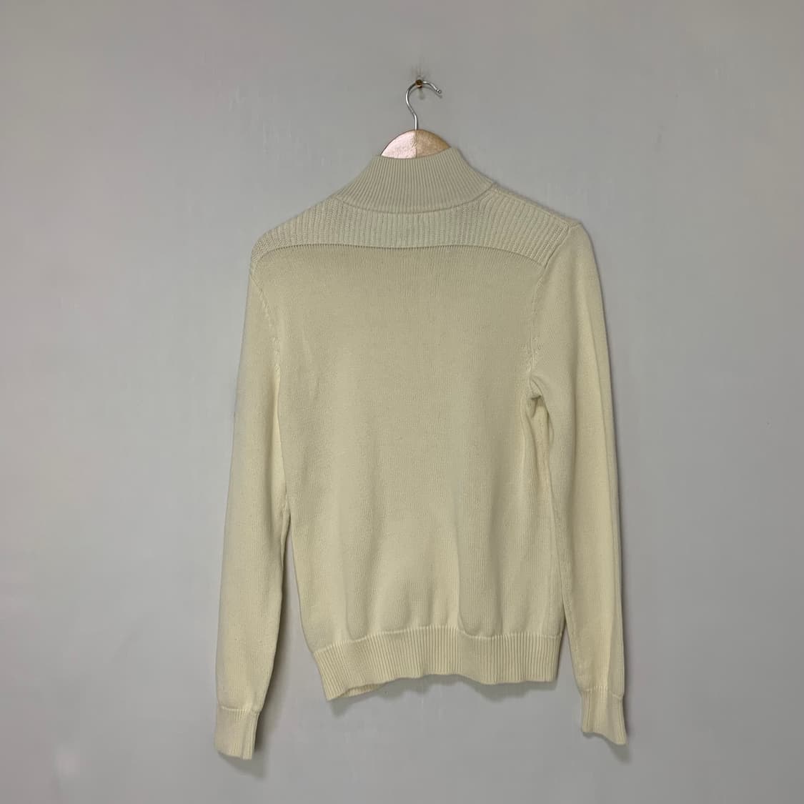 로렌랄프로렌 빈티지 아이보리 금장 버튼 반집업 니트 여성 L 상품이미지5