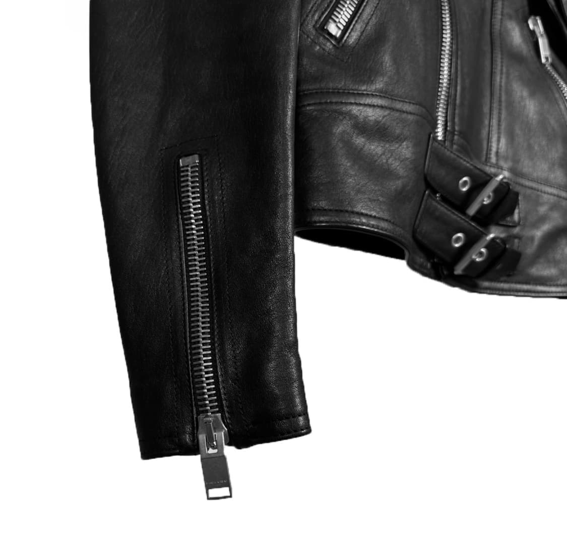 [34] 생로랑 여성 램스킨 레더 클래식 모터사이클 라이더 자켓 블랙 상품이미지6