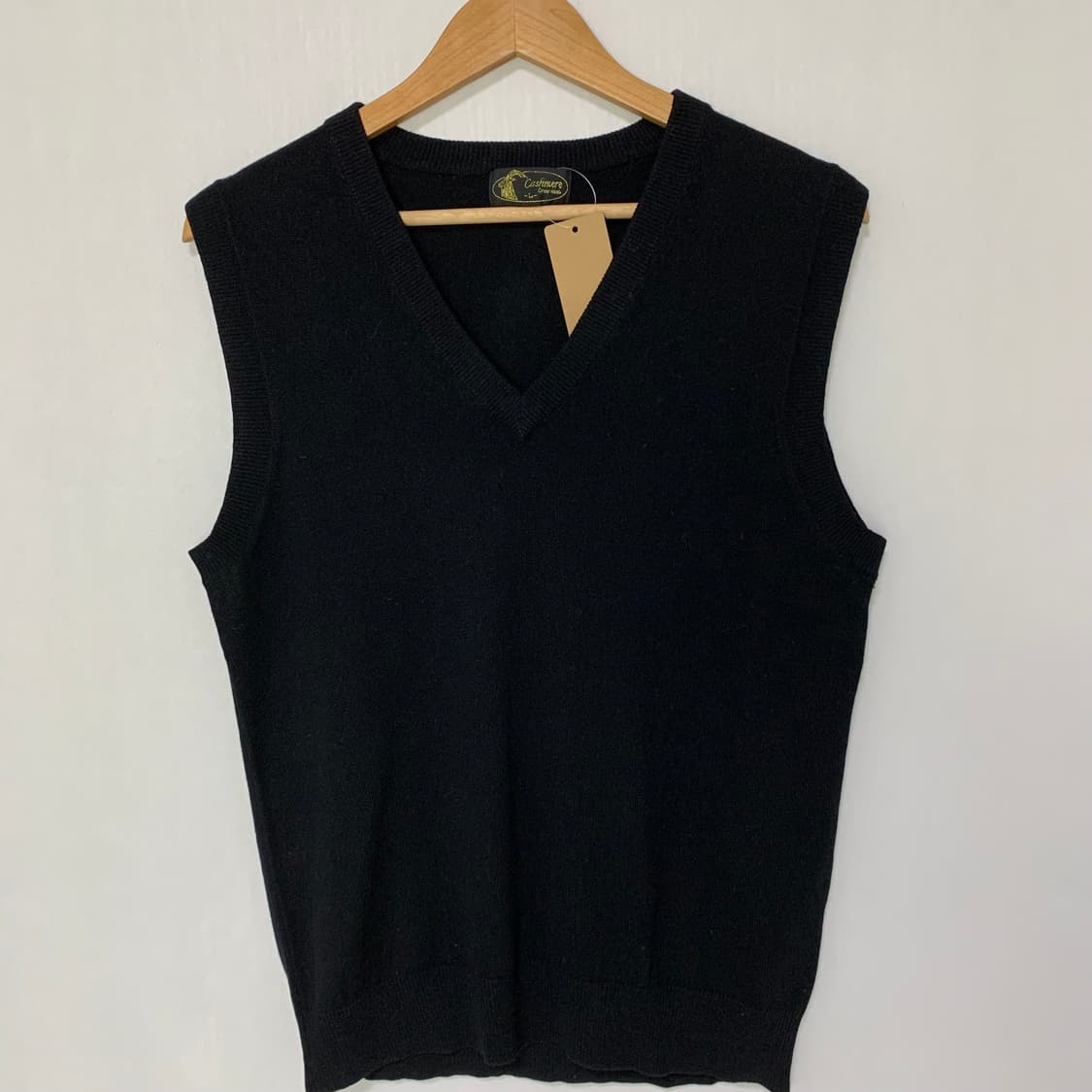 빈티지 캐시미어 100% 블랙 니트 베스트 조끼 L 상품이미지2