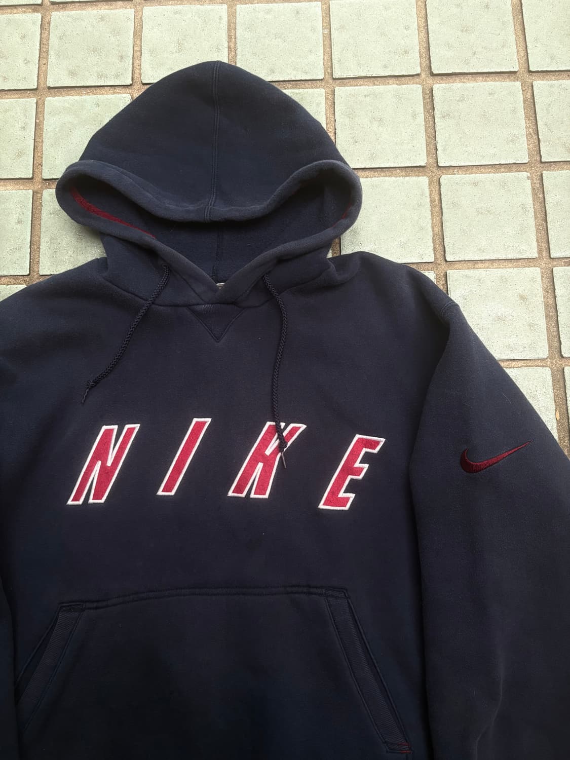 90s nike 후드 (네이비 레드) L 상품이미지3