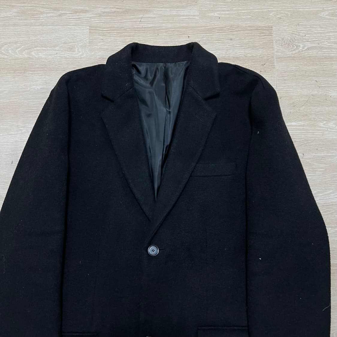 젠틀커버 모직 싱글 브레스티드 롱코트 [블랙] 52 (XL/105) 상품이미지2