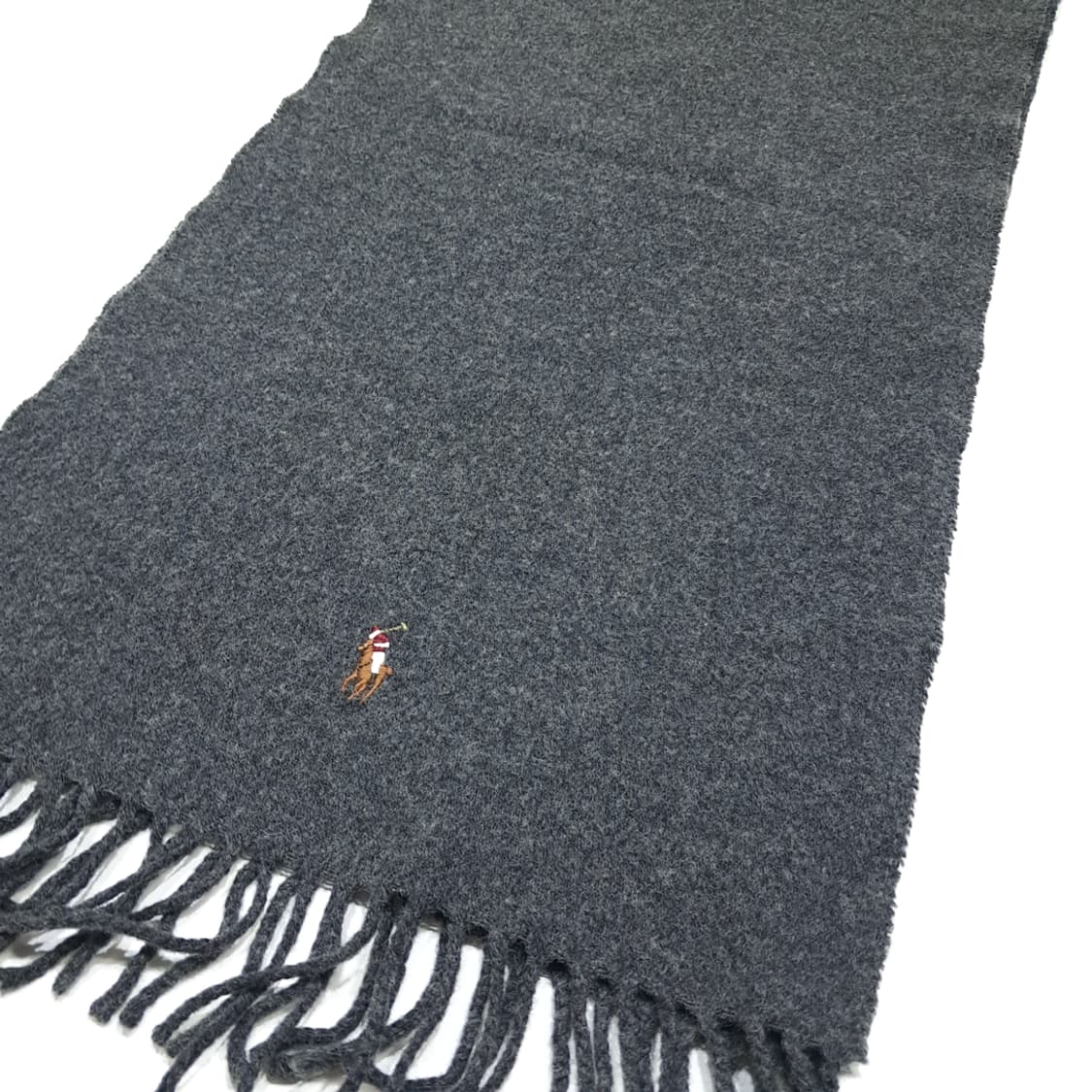 MX399 폴로 이태리판 울 포니자수 차콜 머플러 목도리 상품이미지3