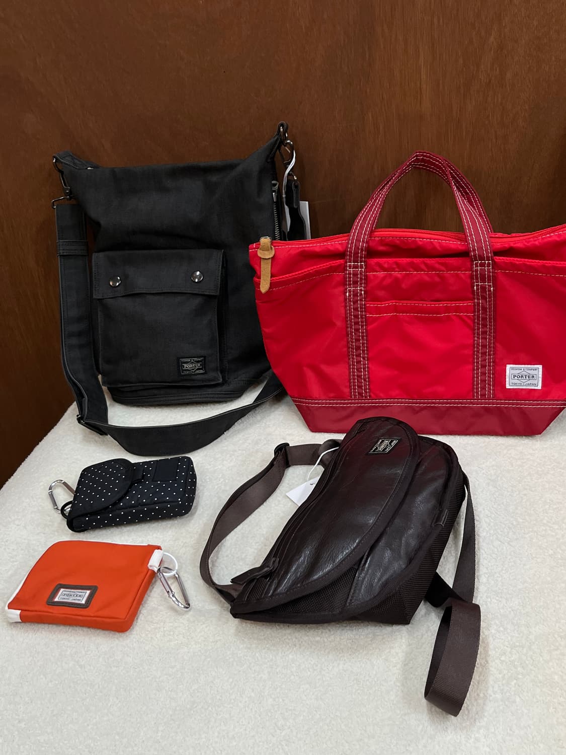 포터 화이트 스티치 토트백 레드 상품이미지4