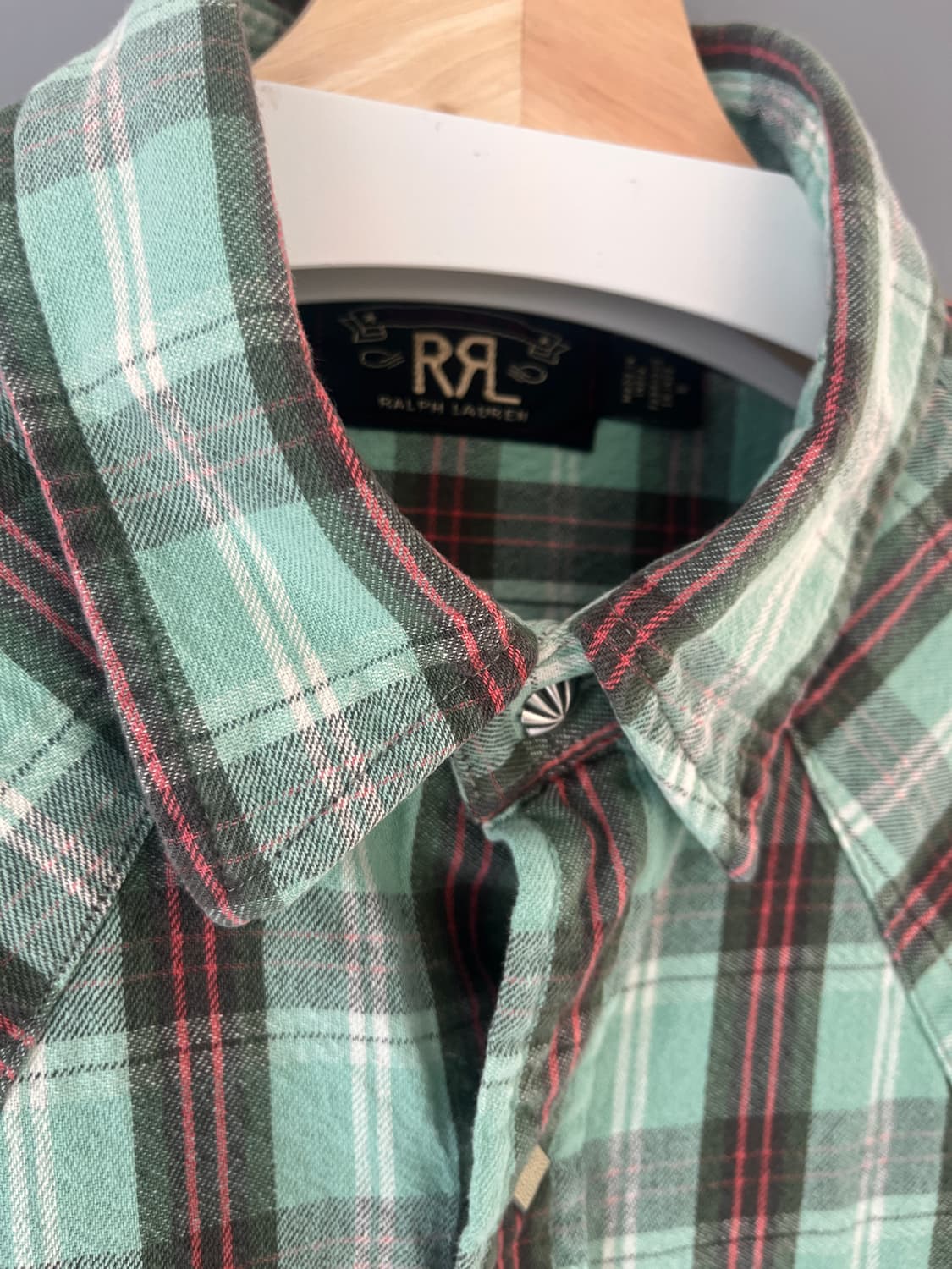 RRL 더블알엘 민트 플래드 웨스턴 셔츠 (M) 상품이미지3