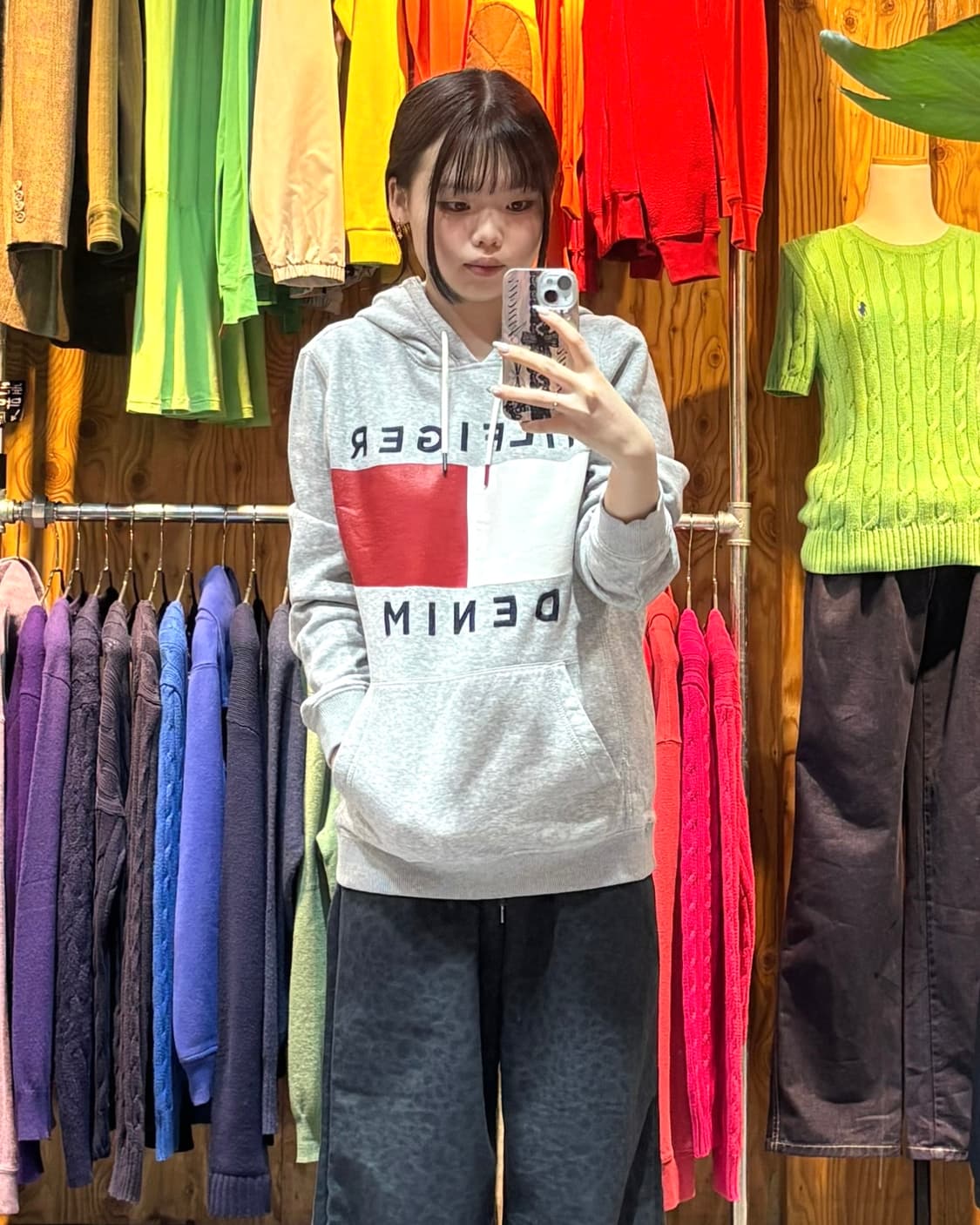 S 타미힐피거 빅로고 그레이 후드티 상품이미지2