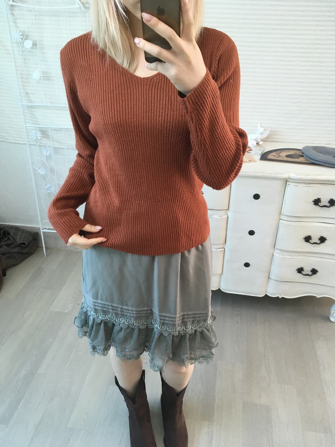 jpn vintage EARTH MUSIC 오렌지니트 상품이미지3