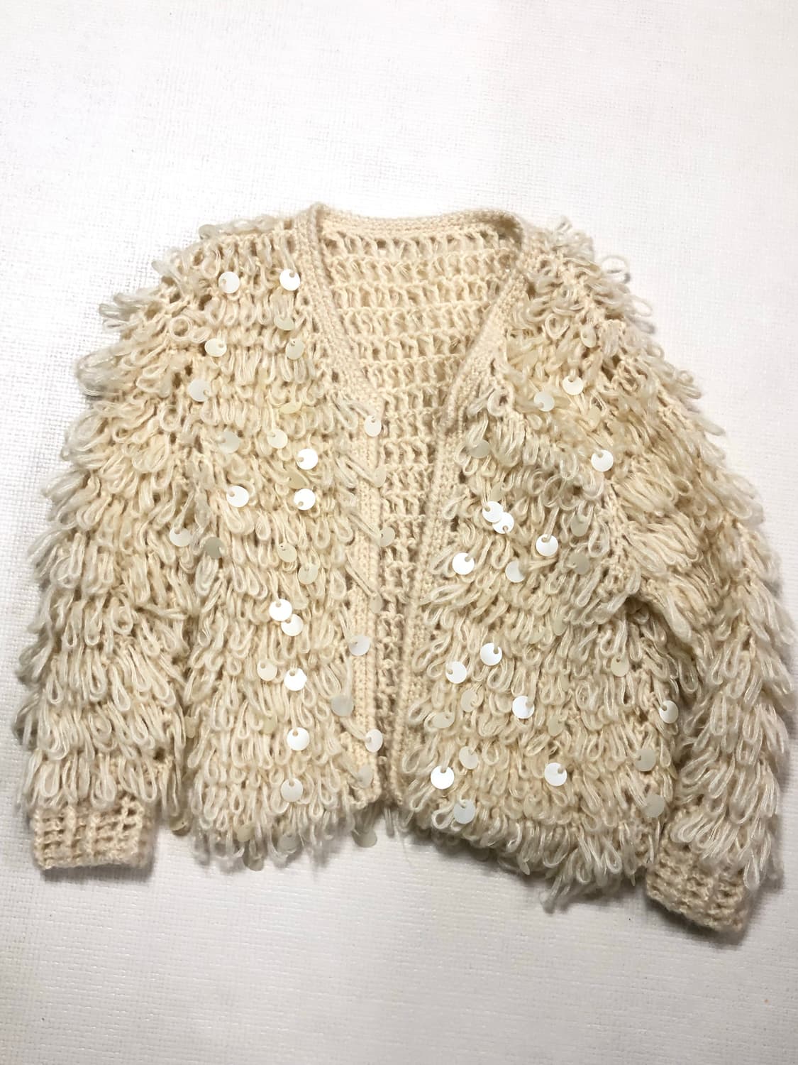 빈티지 아이보리 스팽글 퍼 자켓 상품이미지7