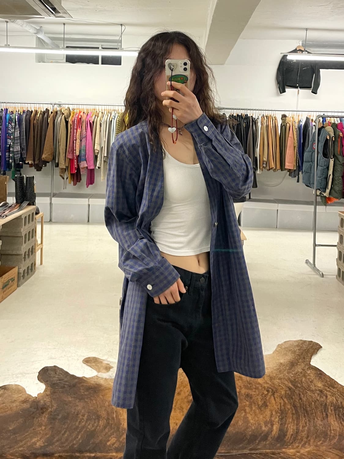 NEEDLES check collarless shirts 니들즈 카라리스 상품이미지1