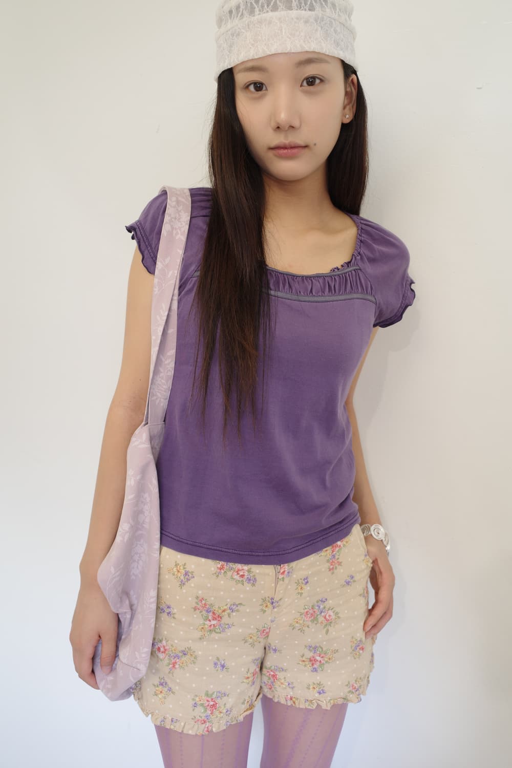 purple frill blouse 상품이미지1