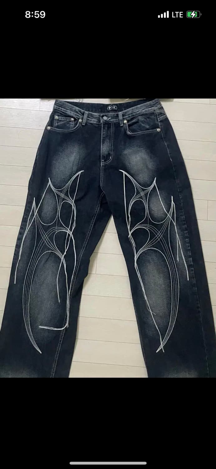 1)Thug Club 트라이벌 트리 데님 팬츠 블루 상품이미지2