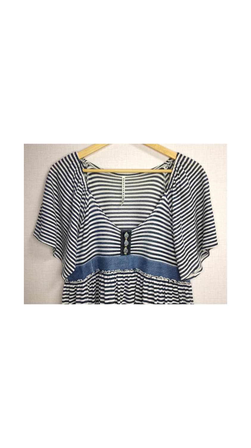 스나오 쿠와하라 블루 펄 스트라이프 원피스 상품이미지2