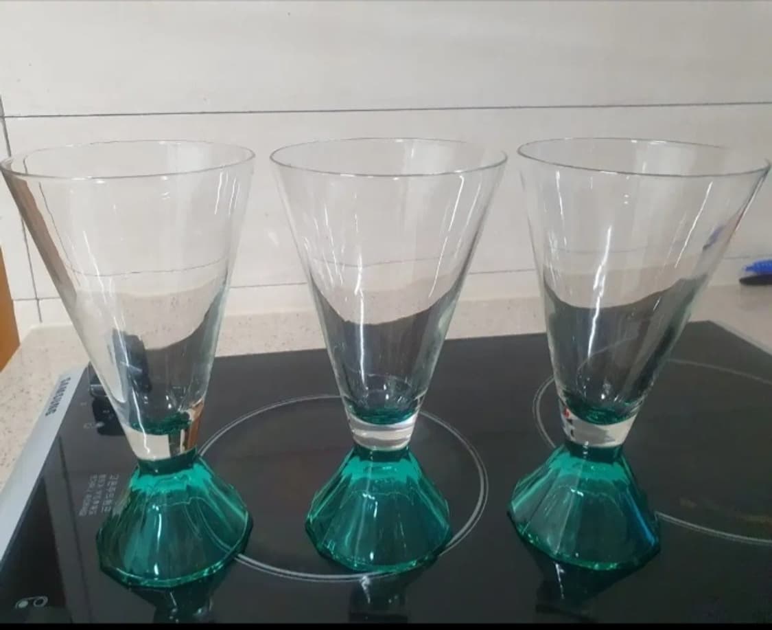 70's 앤틱 블루스템 유리잔 3개 상품이미지4