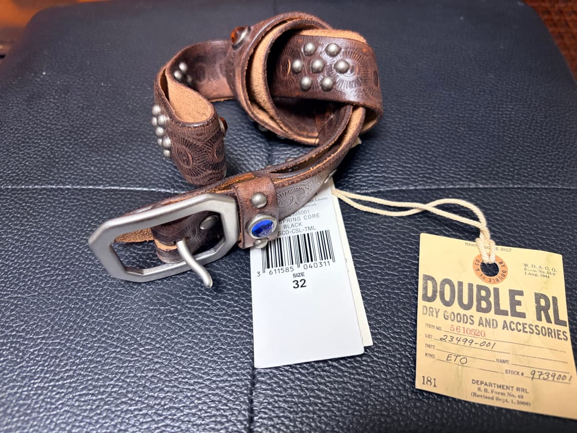RRL 더블알엘 라스코 스터드 레더 벨트 32 상품이미지2