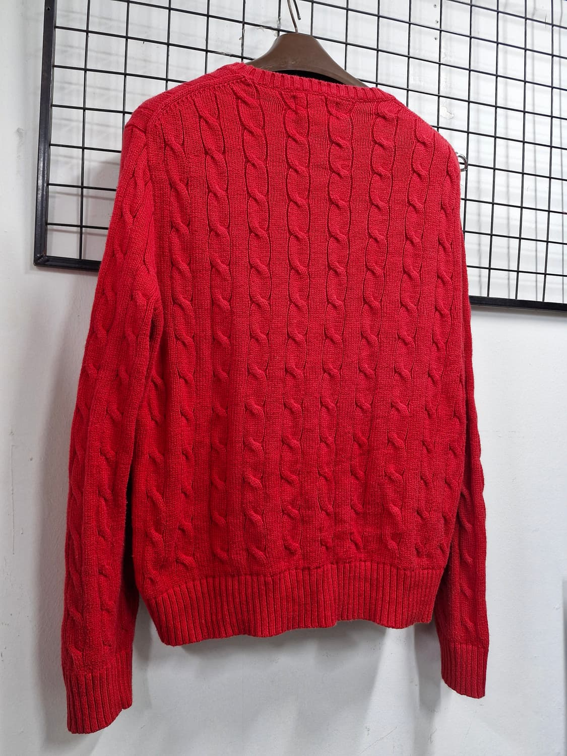 100L 폴로랄프로렌 케이블 니트 레드. 상품이미지7