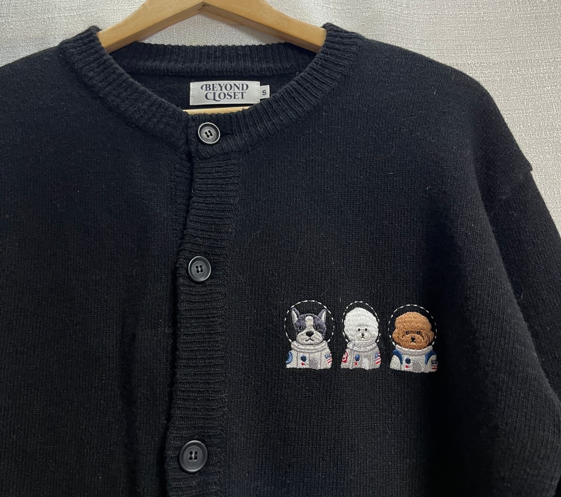 비욘드 클로젯 자수 유넥 오버핏 울 가디건 S 상품이미지3