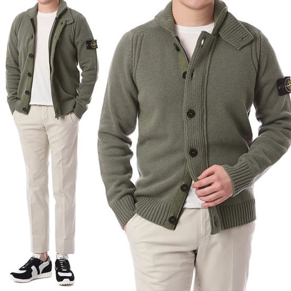 [S] 스톤아일랜드 와펜 집업 니트 가디건 핑크 상품이미지10