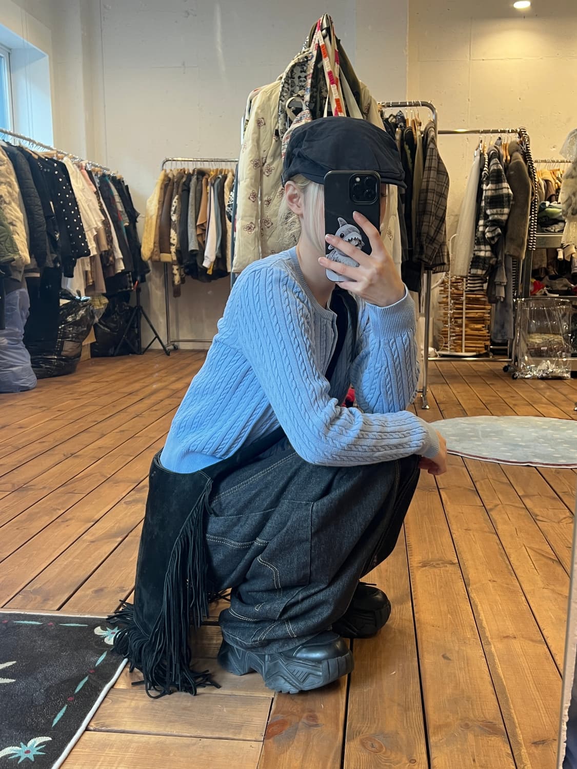 폴로 스카이블루 꽈배기 가디건 상품이미지4