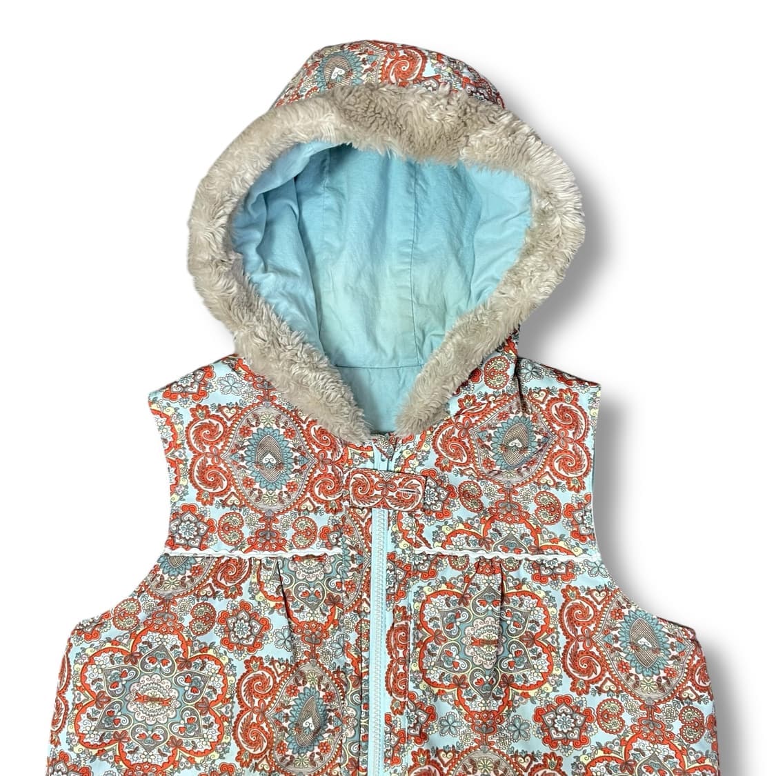 빈티지 페이즐리 퍼 트리밍 패딩조끼 상품이미지3