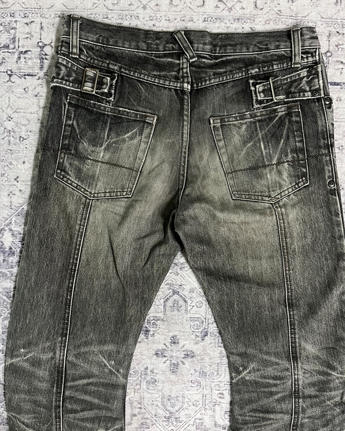 Y2K Grunge Curved Distressed Denim Pants 상품이미지9