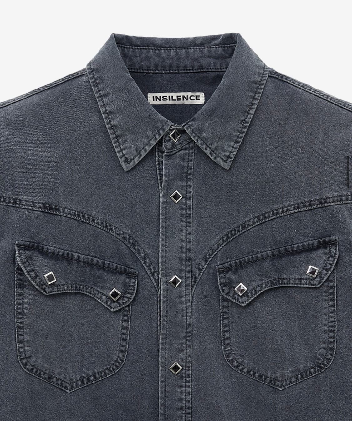 인사일런스 워시드 데님 웨스턴 셔츠 WASHED GREY L사이즈 상품이미지2