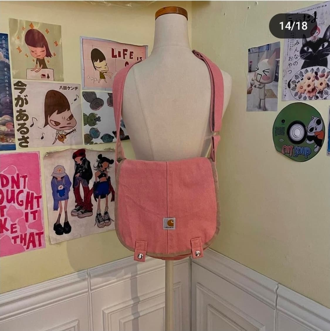 칼하트 빈티지 리사이클링 크로스백 인디핑크 상품이미지1