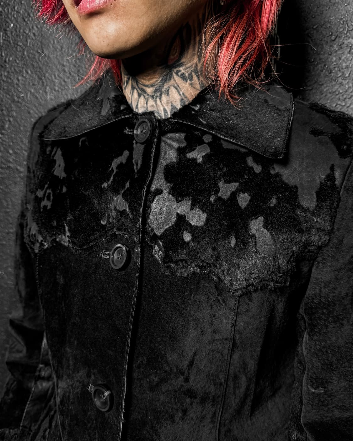 Vintage Pony Hair Panel Leather Jacket   상품이미지2