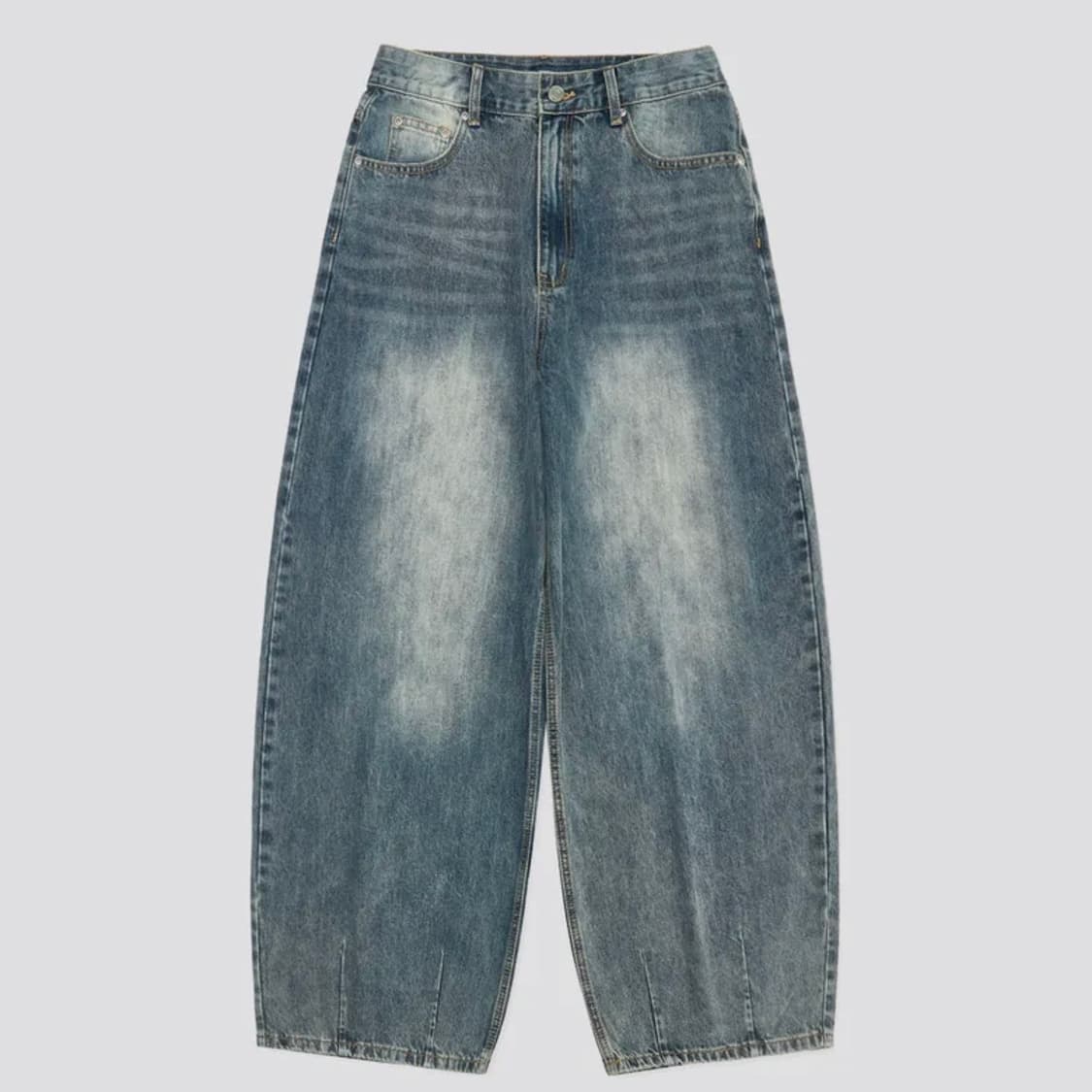 (S사이즈) 레이지보이 벌룬 핏 데님 페이디드블루 상품이미지1
