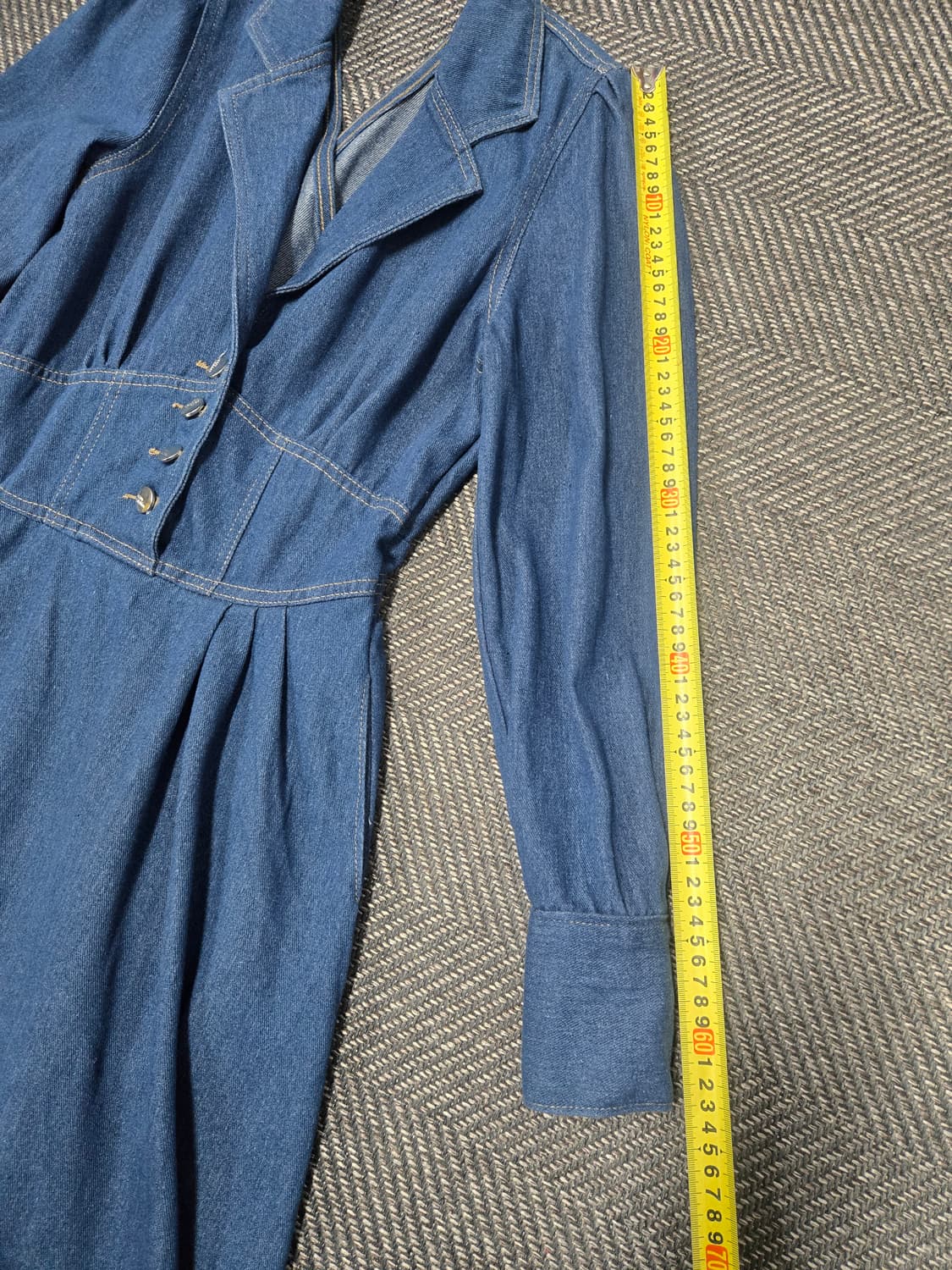 샤틴 25ss 청 데님 플레어 원피스 허리밴딩 원피스 상품이미지8