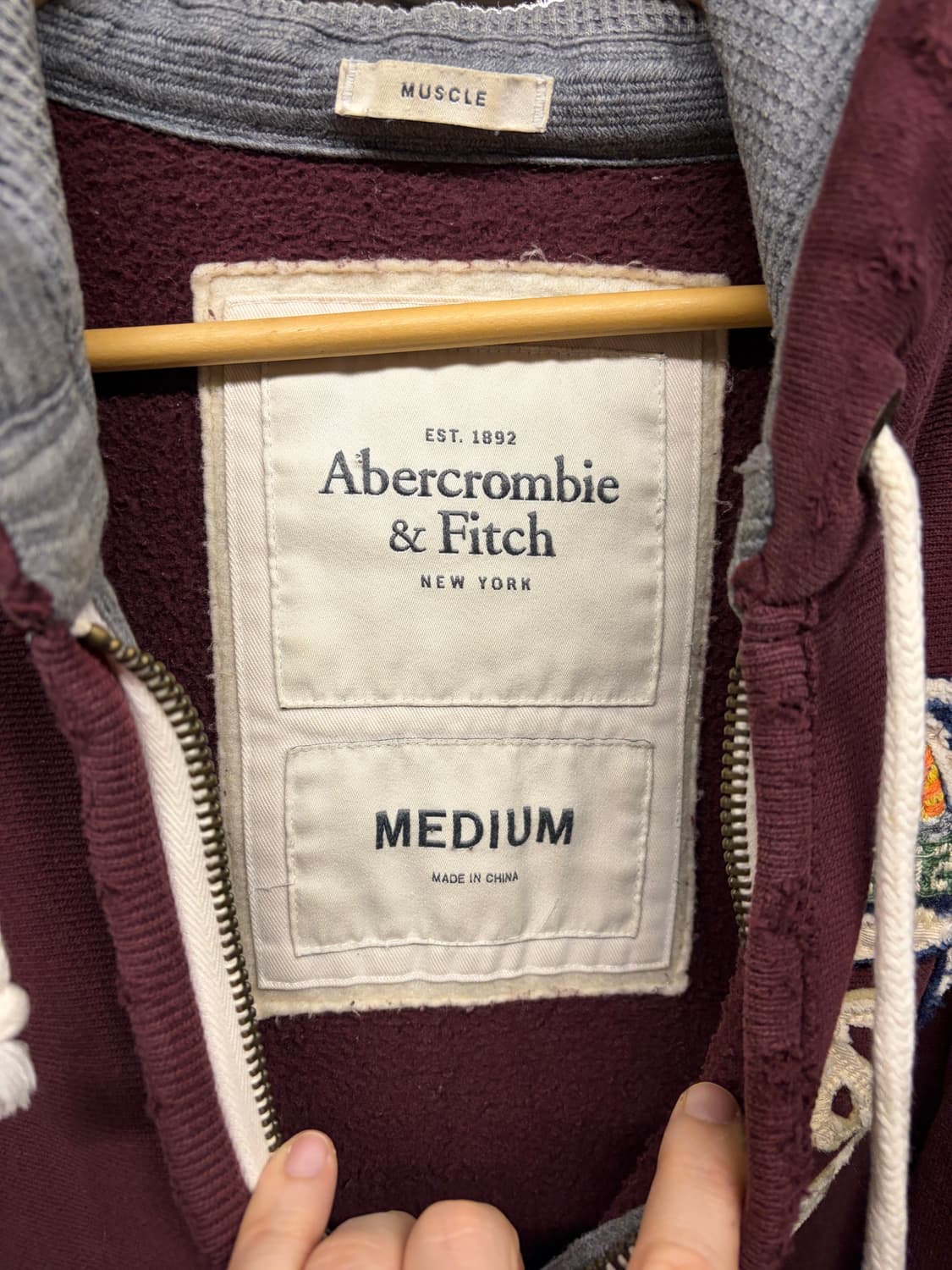아베크롬비 대장 버건디 후드집업 상품이미지2