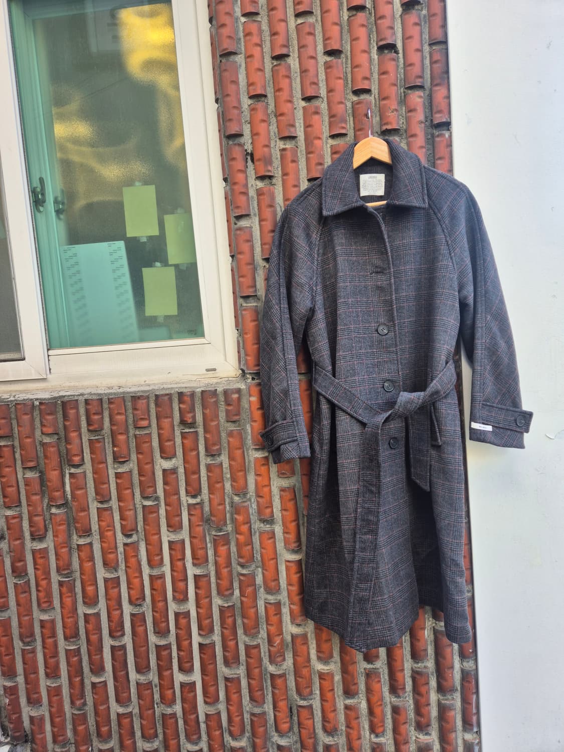 런던버스 울 체크 롱 코트입니다 상품이미지1