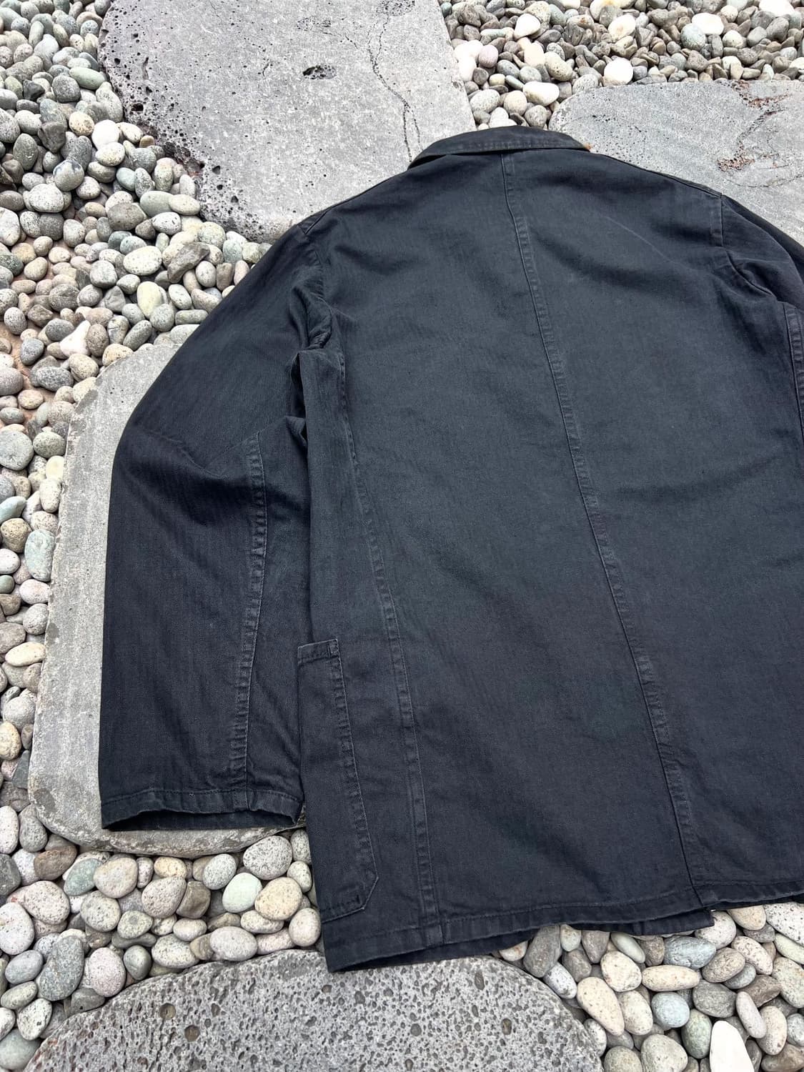 OLD VINTAGE BLACK HBT 헤링본트윌 블랙프렌치워크자켓 상품이미지7