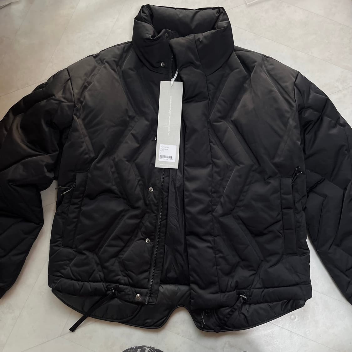 새상품(M)언어펙티드 레이어드 다이아몬드 다운 점퍼 블랙 상품이미지1