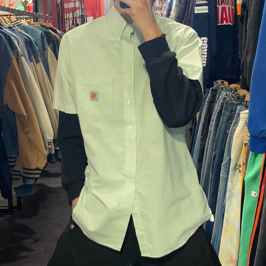 [IM] carhartt 칼하트 민트그린 반팔셔츠 상품이미지2