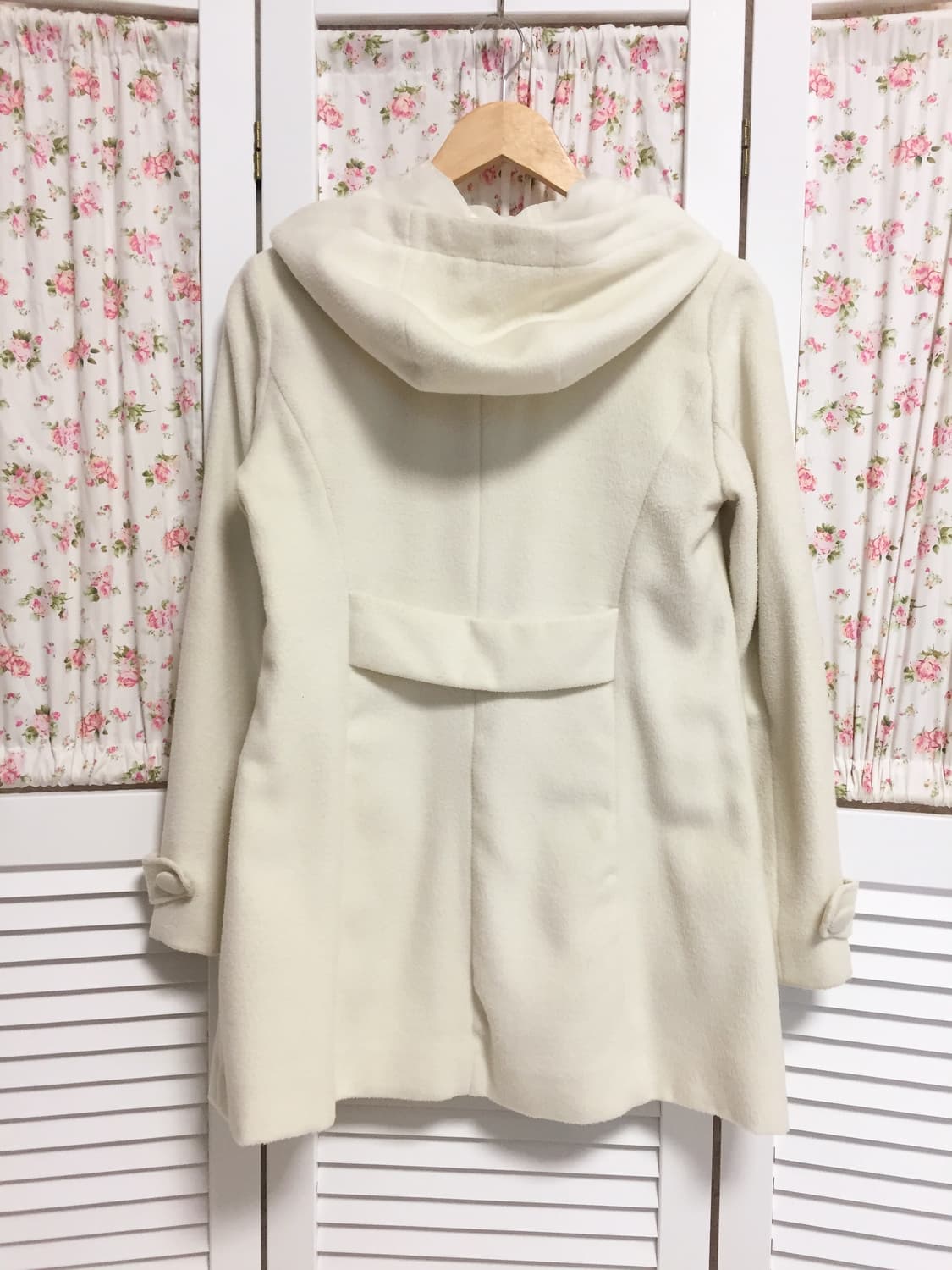 빈티지 아이보리 버클 후드 코트 상품이미지4