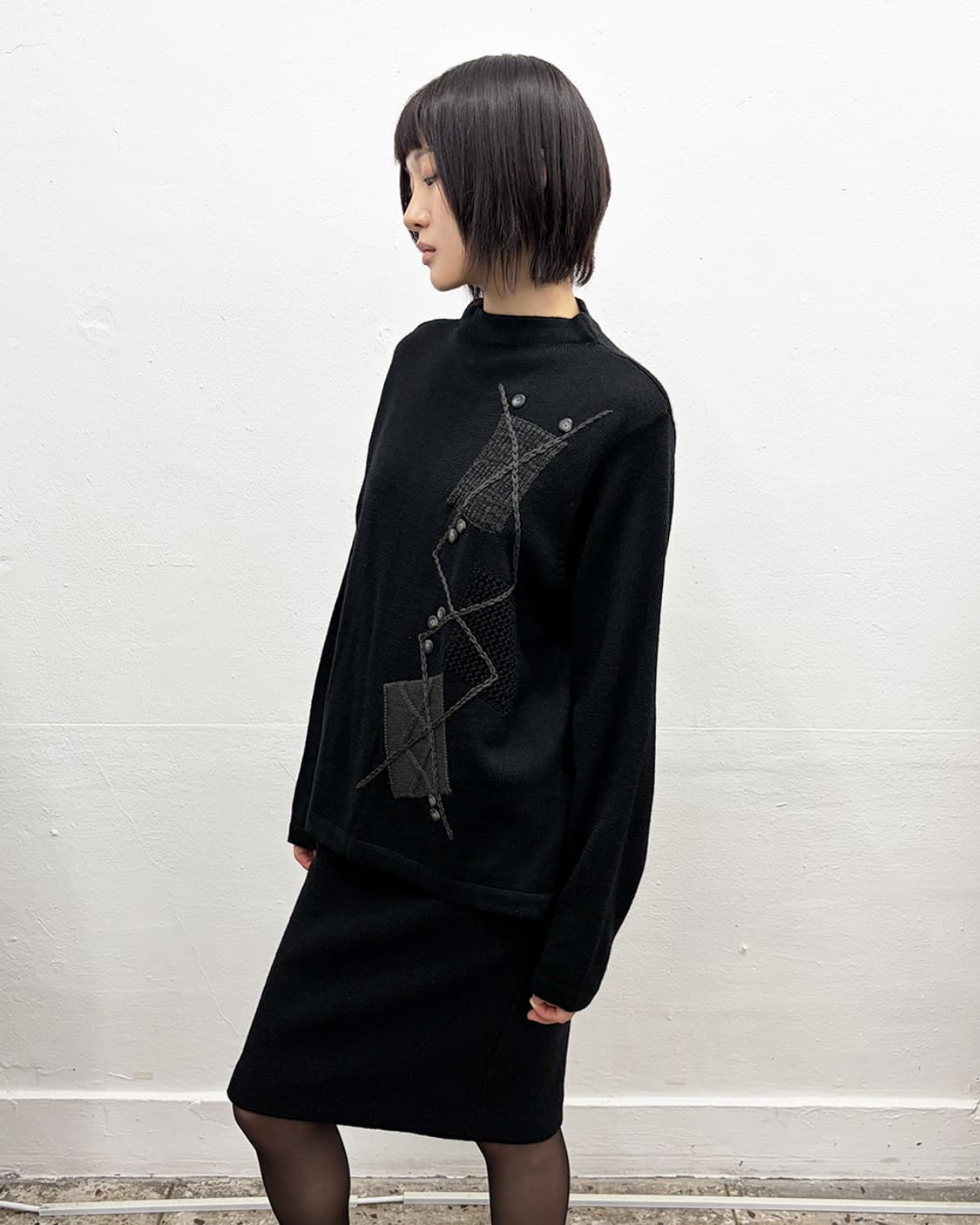 빈티지 버튼 디테일 아가일 스웨터 상품이미지3