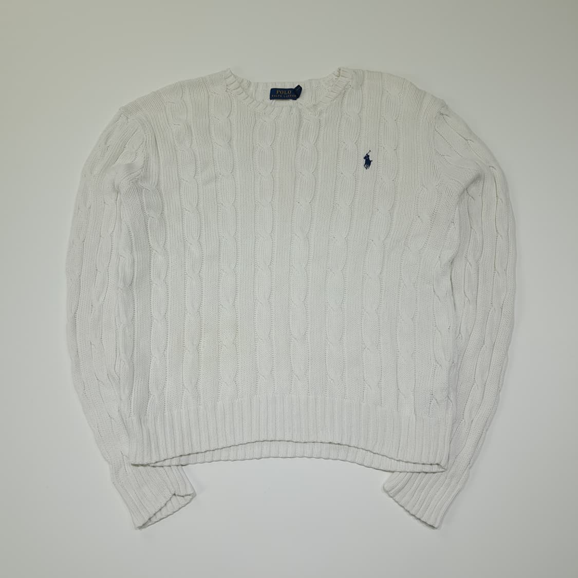 CL095 XL 폴로 랄프로렌 네이비 포니 자수 화이트 케이블 니트 상품이미지1