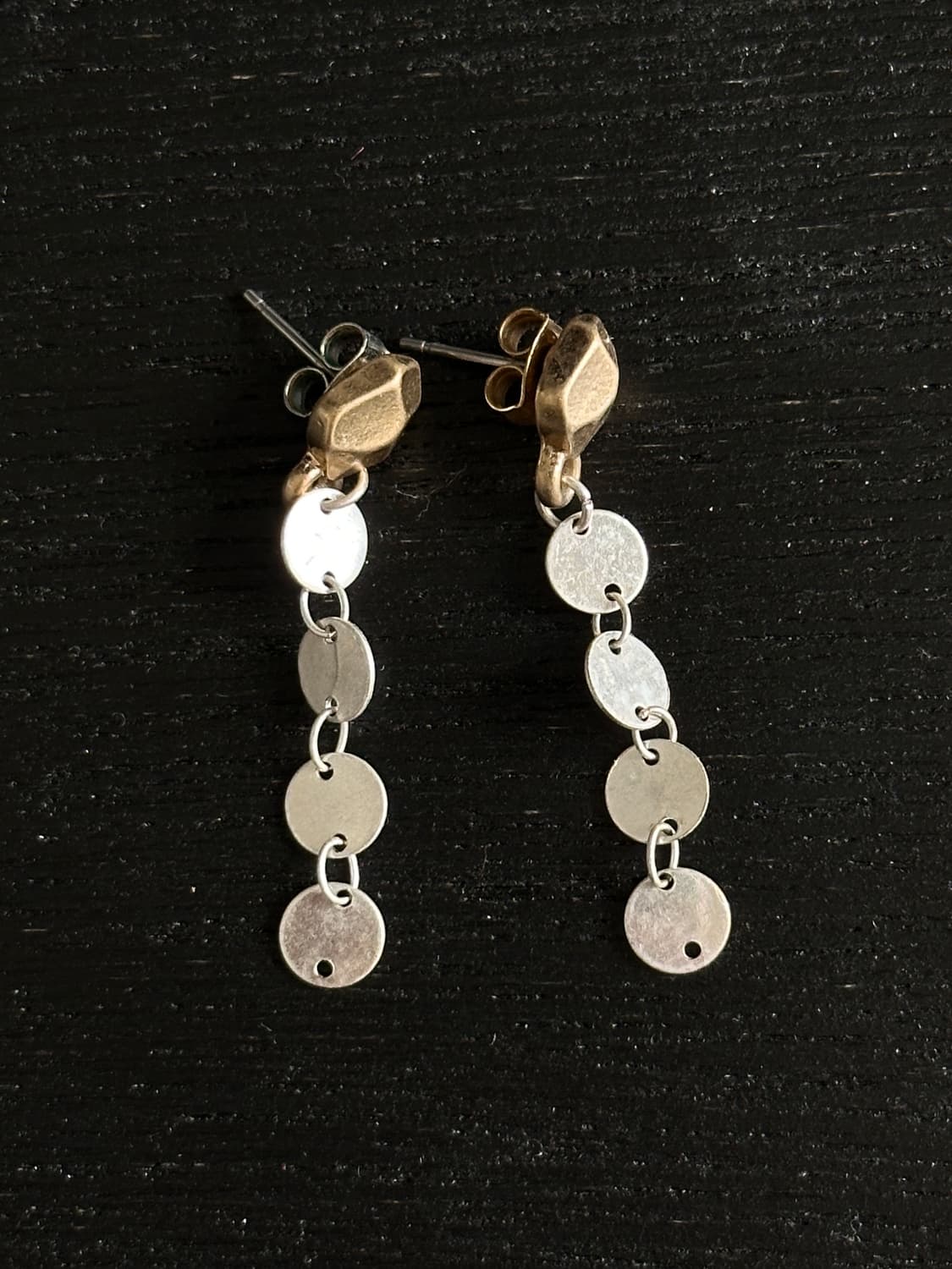 실버 골드 코인 드롭 이어링 상품이미지1