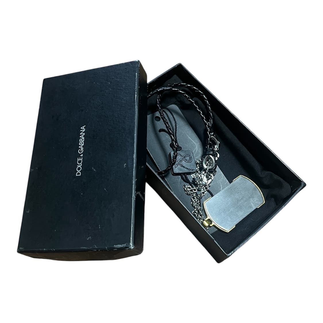 유일) Dolce & Gabbana 군번줄 가죽 하이브리드 목걸이 상품이미지2