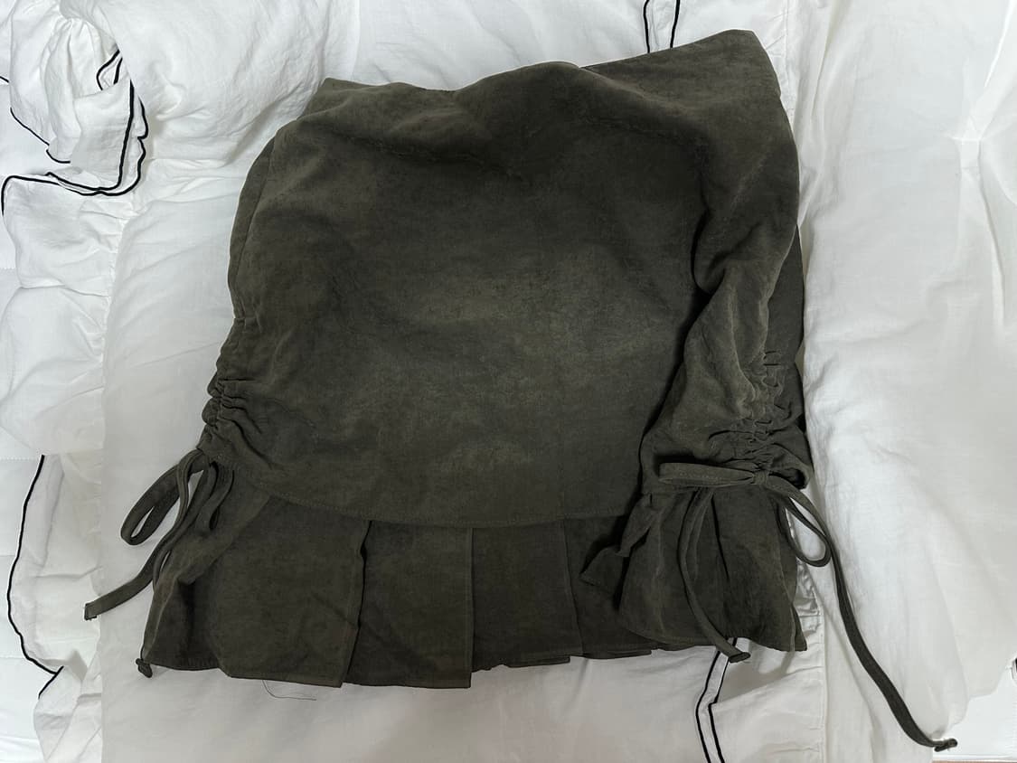 셔링 카키 스커트 상품이미지1