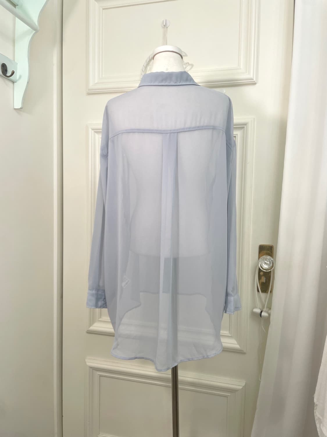 blue gray summer loose blouse(size-L) 상품이미지3