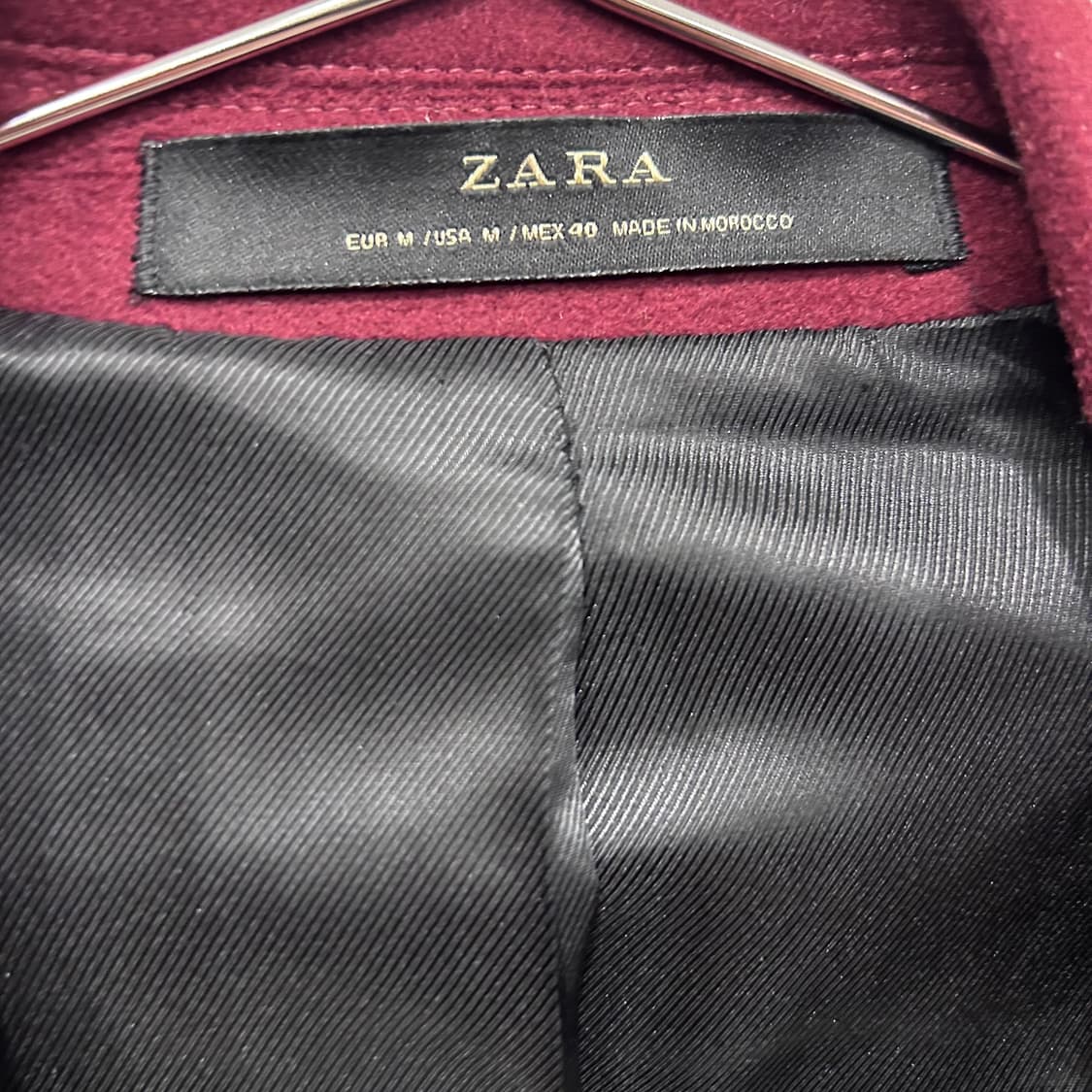 자라 맨즈 울 클래식 버건디 롱코트 상품이미지3