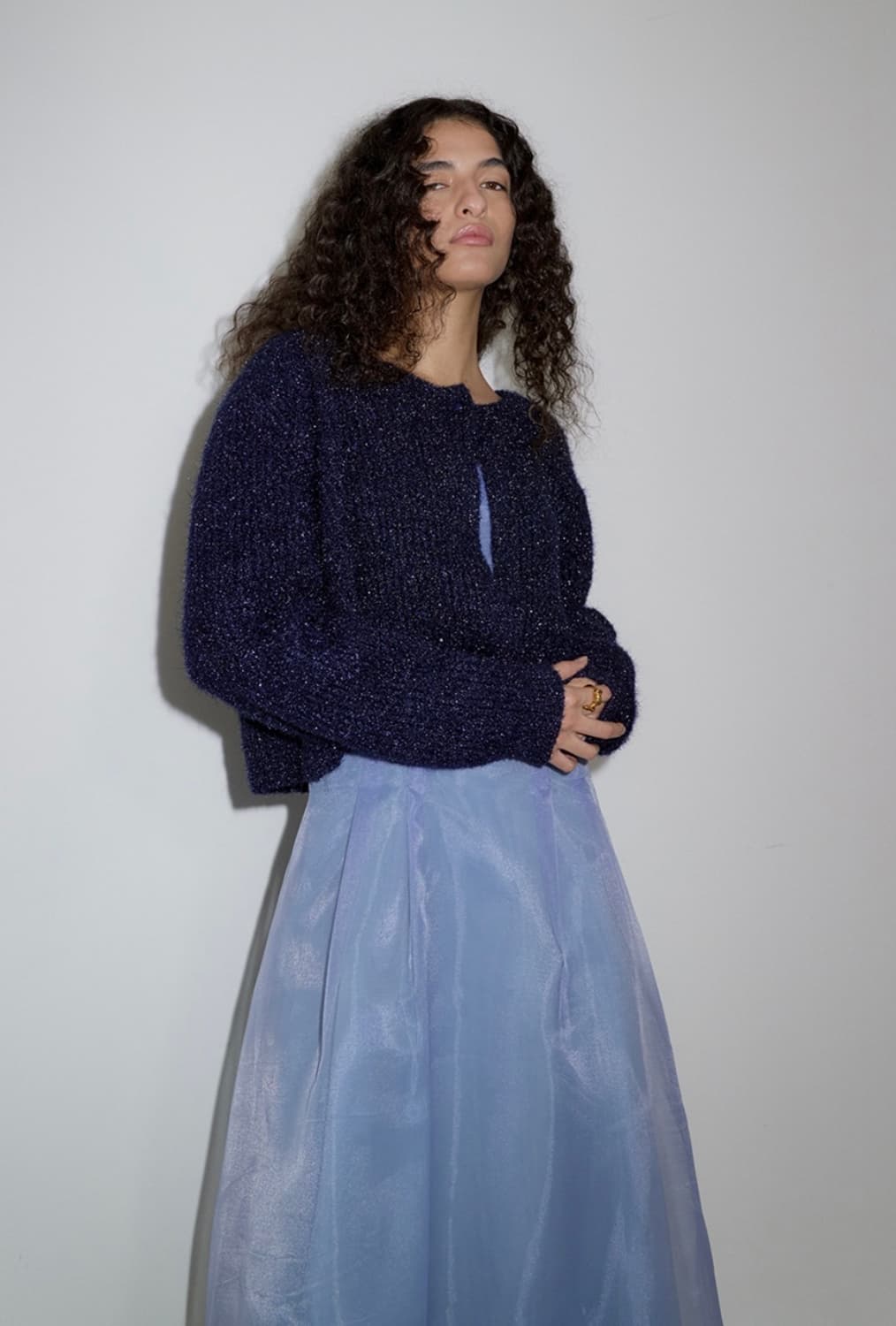 오버듀플레어 글리터 가디건 네이비 상품이미지2