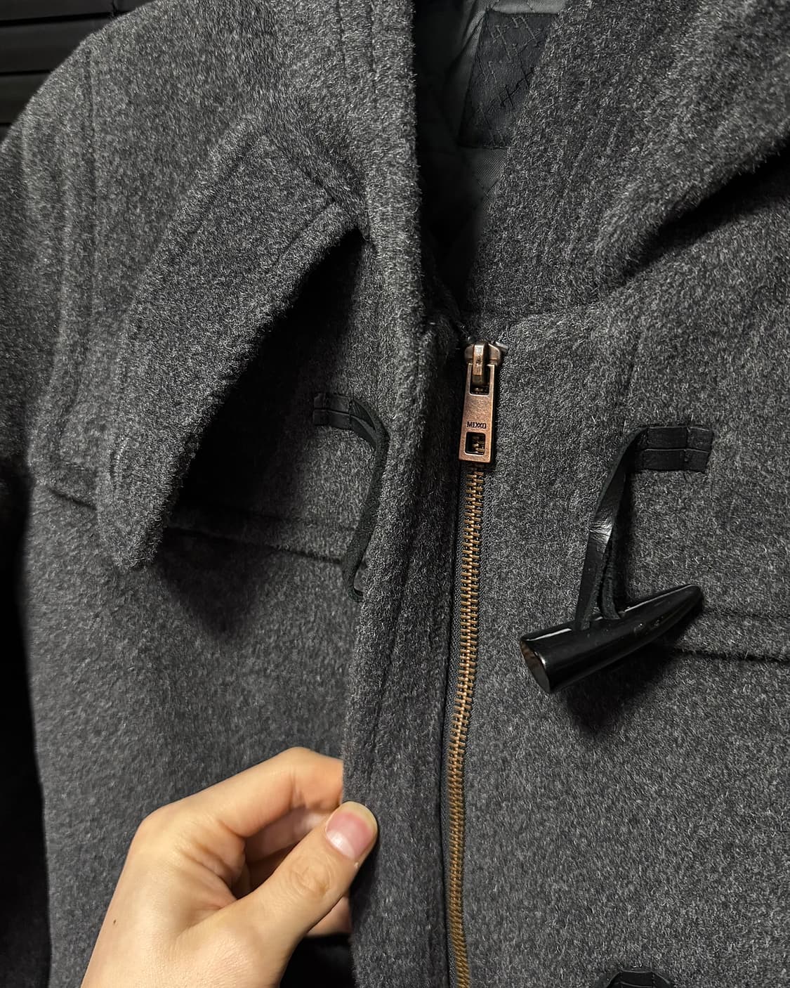 미쏘 차콜 울 떡볶이 코트 안감 누빔 회색 그레이 발마칸 비죠 포켓 S 상품이미지7