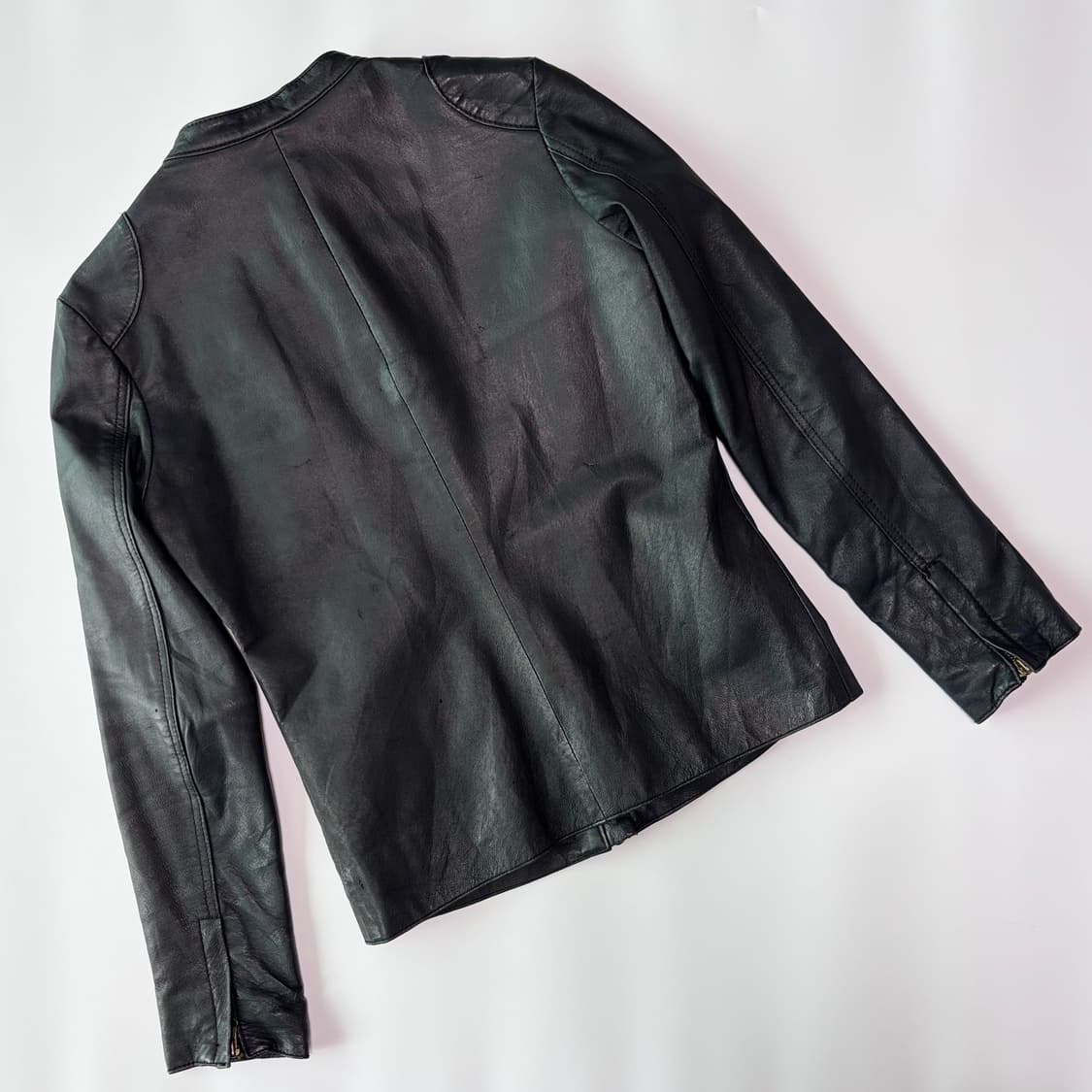 미스틱 미니멀 스탠드 칼라 램스킨 싱글 라이더 자켓 상품이미지6